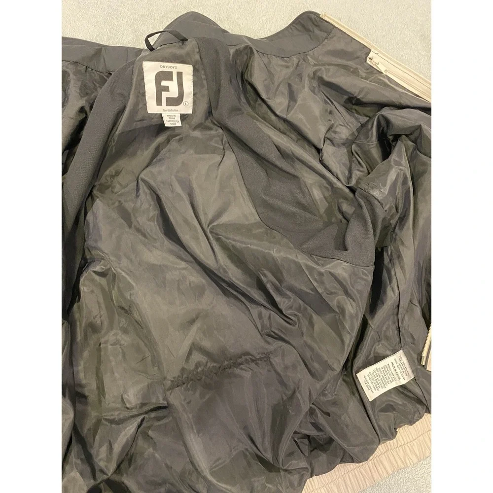 DryJoy By FootJoy Windbreaker Rain Jacket Large Full Zip Long Sleeve Beige Tan L